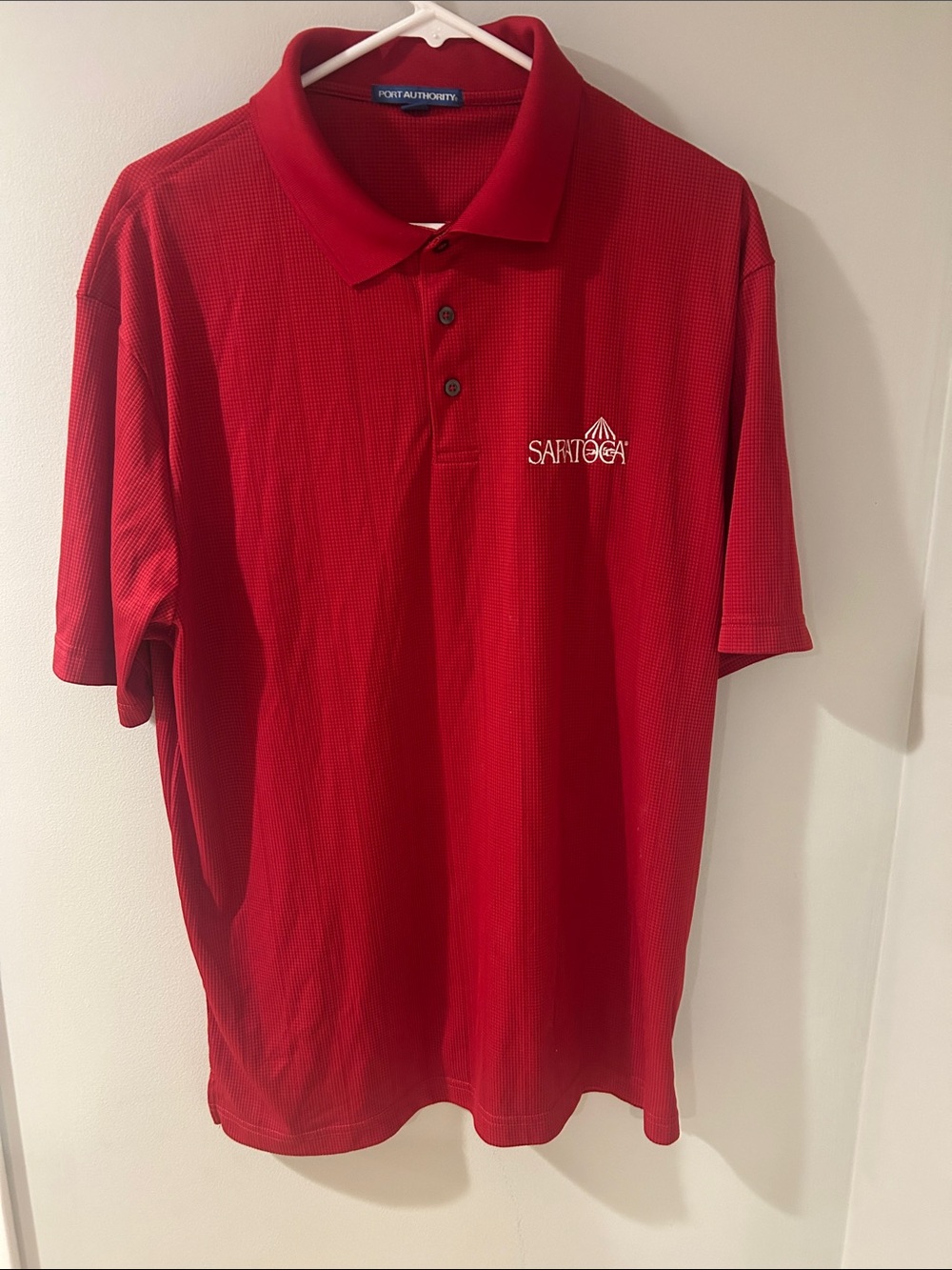 Port Authority Red Polo with Saratoga Chest Embroidery